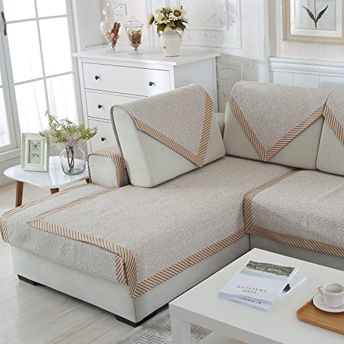 Housse de canapé d'angle en lin coton antidérapante pour chaise et salon