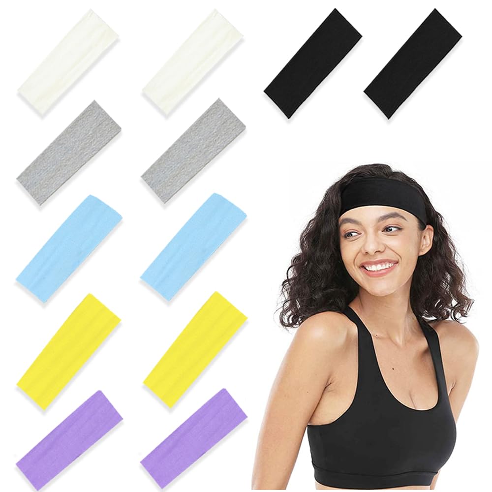 YDHfdc Damen Sport Stirnbänder 5er Pack – Rutschfest, Atmungsaktiv, Für Yoga, Laufen & Fitness