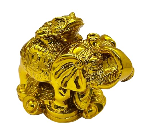 Image of Exclusive Fengshui Polyresin Elephant with Trunk Up with Ingots & Coins for Wealth, Good Luck & Fortune. (ES-3548)