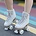 Roller Skates for Women or Men with Height Adjustable Rubber Stoppers Retro Suede Quad Roller Skates for Outdoor and Indoor
