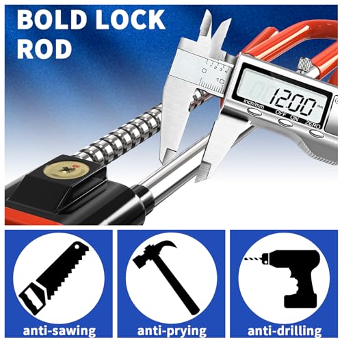 Heavy Duty Steering Wheel Lock,Universal Car Anti Theft Lock, with Twin Bar Hook Steering Wheel Lock,High Security ,Anti-Theft Car Security Device for Car, Van & Caravan with 2 Keys (Red) - Image 3