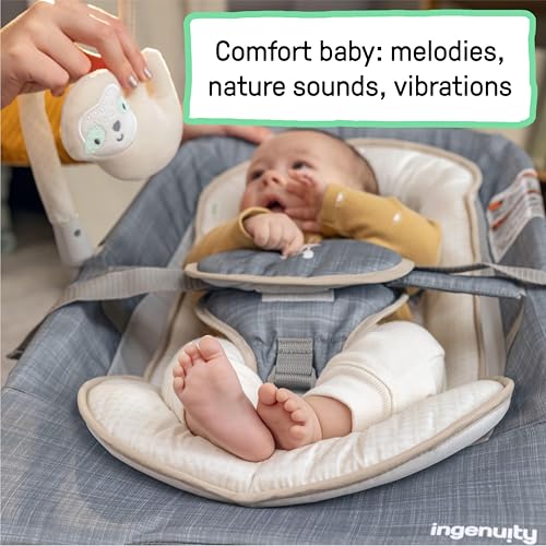 Ingenuity Gas Relief and Anti-Colic Baby Bouncer Seat and Rocker, Gentle Belly Massage to Relax and Soothe Bellies, Instant Tummy Soother, 20 Songs and Melodies – Parker - image 6