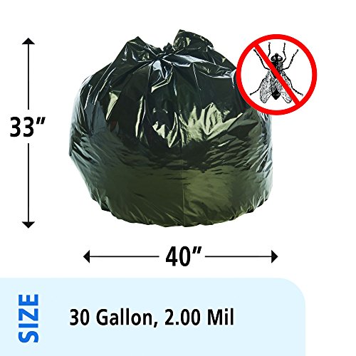 Stout Insect-Repellent Trash Bags, with Pest-Guard, 30 Gallons, 2 Milliliters, 33 x 40, Black, 90/Carton (P3340K20) - Thumbnail 2