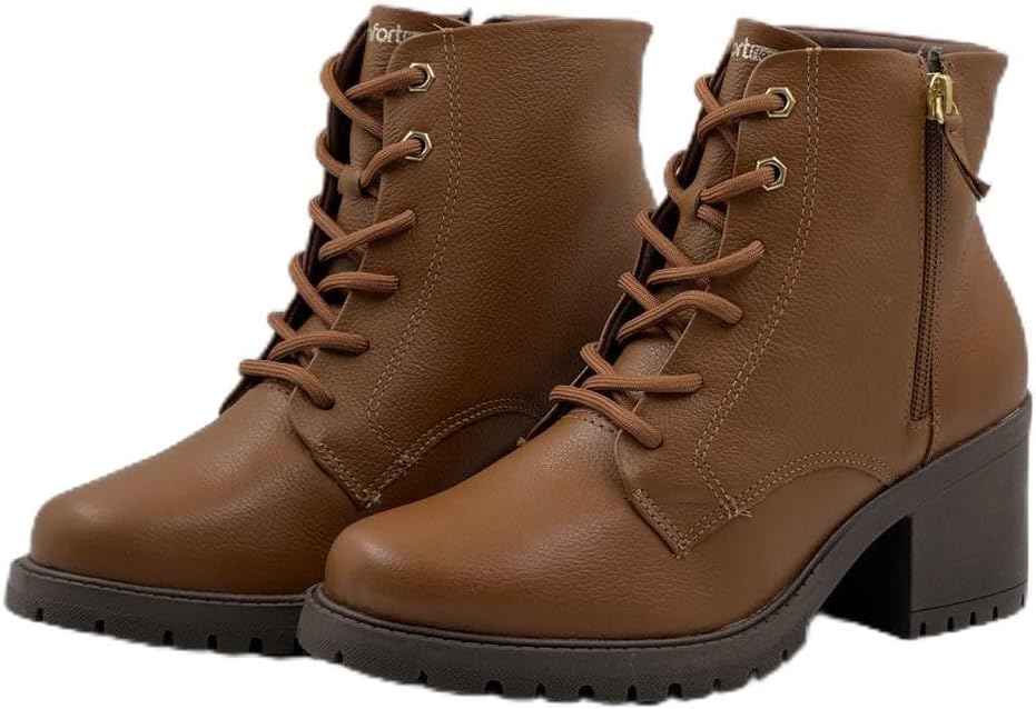 Coturno Comfortflex Salto Médio Tratorado Feminino