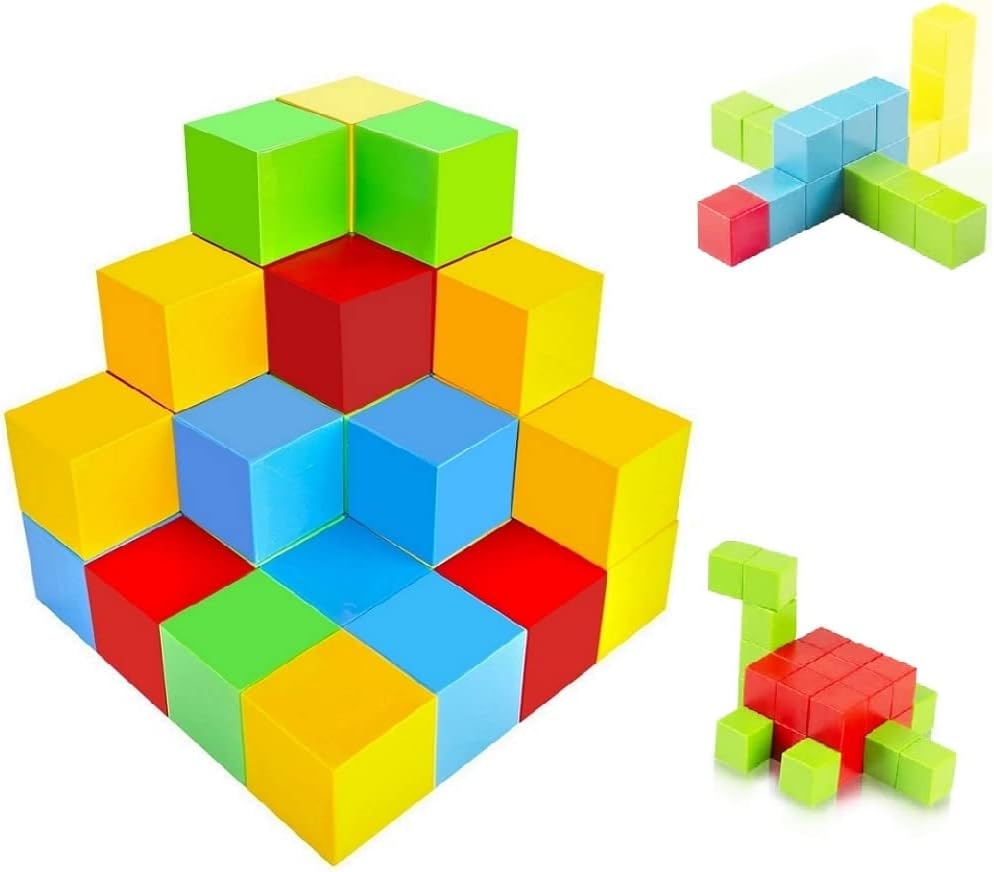 Magnetic Building Blocks | 40 PCS Magnetic Stacking Cubes for Kids | Sensory & Montessori Toys,Preschool STEM Educational Construction Toys for Toddlers Boys Girls 3 4 5 6 7 8 Years Old