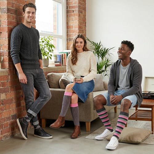 Image of Mysocks Unisex Extra Fine Combed Cotton Knee High Socks, Hand Linked Toe, Soft Latex Band