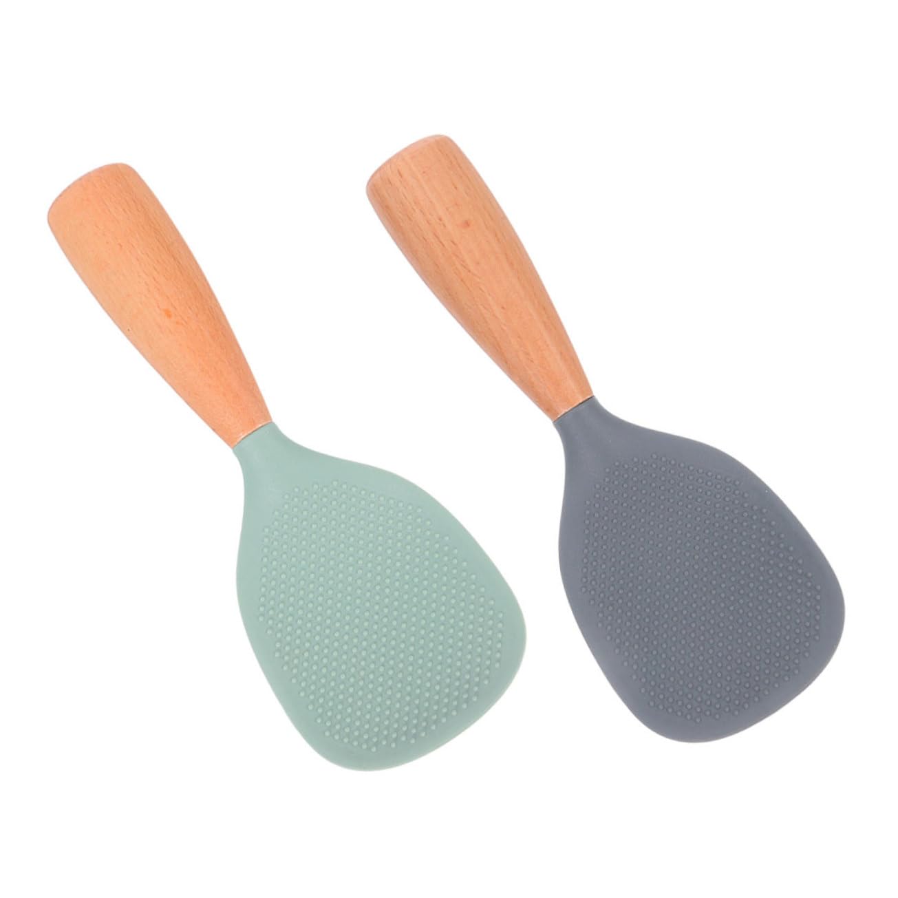 Toddmomy 2pcs Silicone Rice Serving Spoon Non Stick Heat Resistant Spatula with Ergonomic Handle for Cooking Serving Sushi Mashed Potatoes Self Standing Design