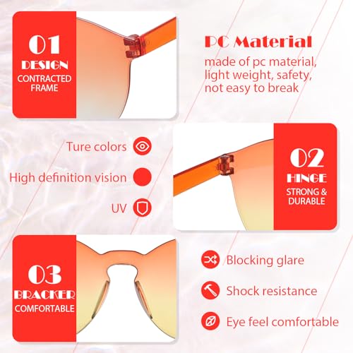 Hoteam 48 Pairs Colored Sunglasses Bulk Rimless Sunglasses Colorful Transparent Candy glasses Tinted Eyewear Colored Retro Glasses Eyewear for Women Men Adult, 24 Colors3