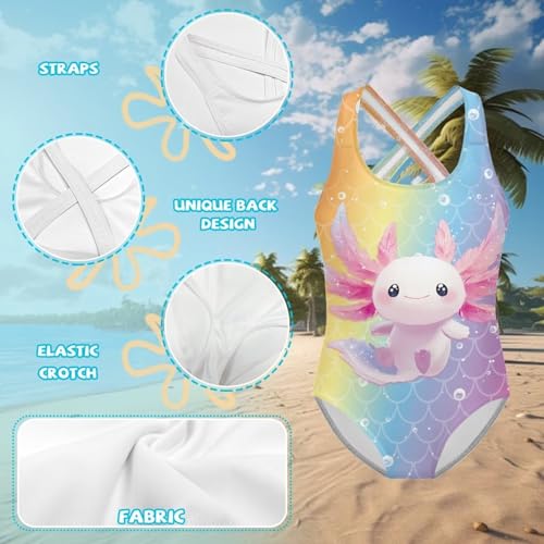 Image of Xpyiqun Swimsuit for Girls One Piece Bathing Suits Size 5-14 Sleeveless Swimwear Cross Shoulder Strap Swimming Wear