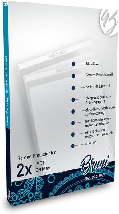 Bruni Protector de pantalla puede usarse con ISDT Q8 Max Protector Film, cristal transparente (2X)