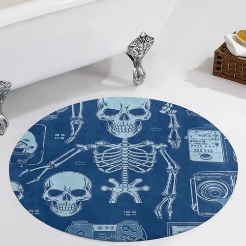 Alfombra de esqueleto divertida lavable pequeña para hogar y baño 6
