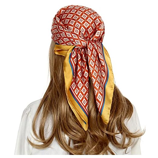 RIIQIICHY Pañuelo Cuello Bufanda Foulard Mujer Fular Seda Bandana Colores Diseños 70 cm
