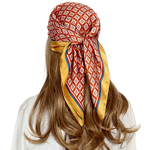 RIIQIICHY Pañuelo Cuello Bufanda Foulard Mujer Fular Seda Bandana Colores Diseños 70 cm