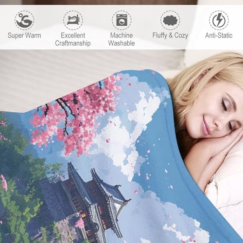Couverture cerisier japonais lit et canapé plaid flannel chaud 150x200 - 4