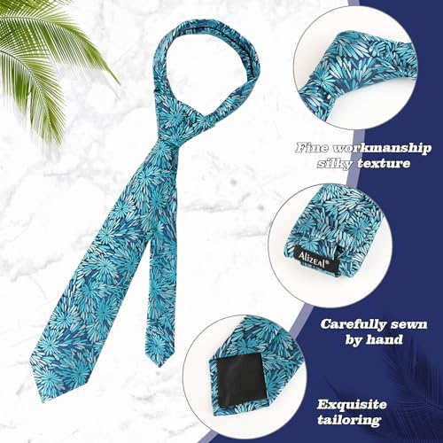 Image of Alizeal Mens 3.15inches Leaf Flower Pattern Tie Set