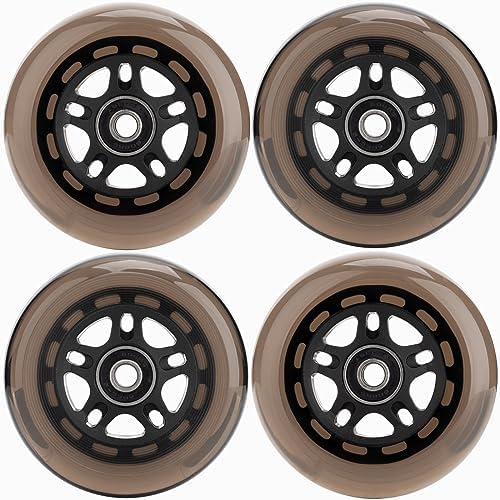 HeyZomm Inline Skate Wheels Outdoor & Indoor Inline Skate Replacement Wheels 85a Roller Hockey Wheels w/Bearings ABEC-9 & Floating Spacers, 64mm 70mm 72mm 76mm 80mm 84mm 90mm Dia, 4-Pack (64mm, Black)