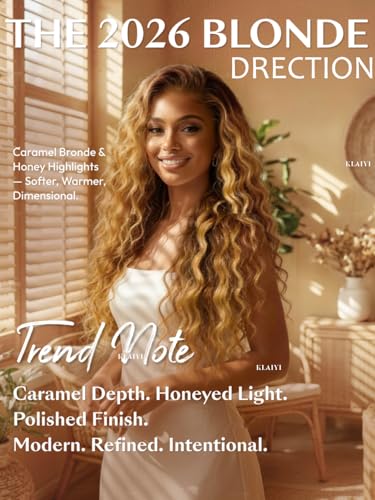 Image of KLAIYI 13x4Bye Bye Slip Highlight Golden Blonde Water Wave Pre Everything Lace Front Wigs Human Hair Drawstring Caramel Brown Curly Glueless Pre Plucked Bleached Knots Ready to Wear and Go Wig 22Inch