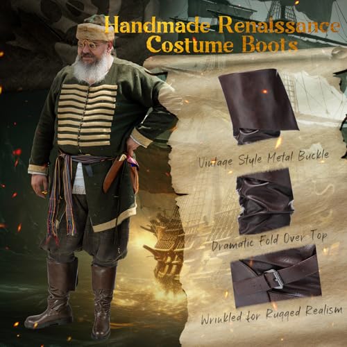 Image of Cutecrop Men's Medieval Pirate Boots Renaissance Costume Boots | Fantasy Cosplay Shoes, Faux Leather, Viking Gothic Leather Shoes