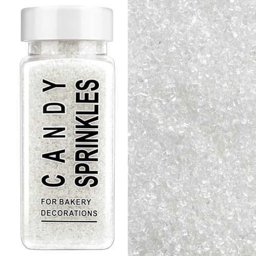 Image of White Sanding Sugar Sprinkles, 4.6 oz Edible Sparkling Sugar Crystals for Baking Topping, Cupcakes, Cookies, Ice Cream & Cake Decorating, Wedding Party Valentines Christmas Supplies