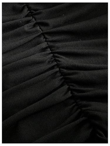 Image of GORGLITTER Women's Mesh Bodycon Fishtail Dress Ruched Sleeveless Ruffle Cowl Neck Summer Graduation Midi Sun Dresses
