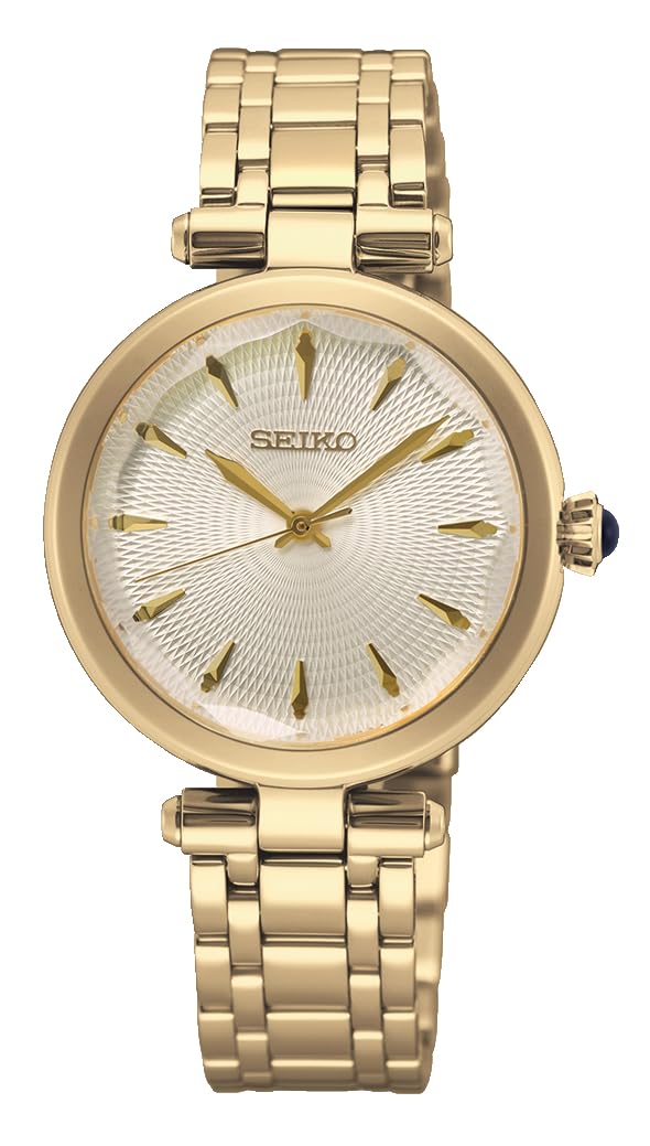 Seiko Stainless Steel Womens Ladies Gold Quartz Analogue Watch Diamond Inserts Srz554P1, Dial-Color:White (B0D81BWWJJ) Amazon Price History, Amazon Price Tracker