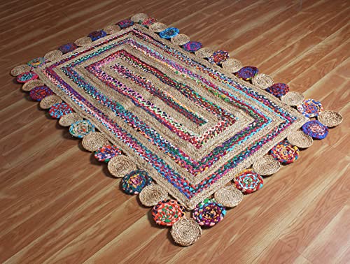 Tapis Chindi pour zone à forte circulation | Cape Cod carré coton jute - 5