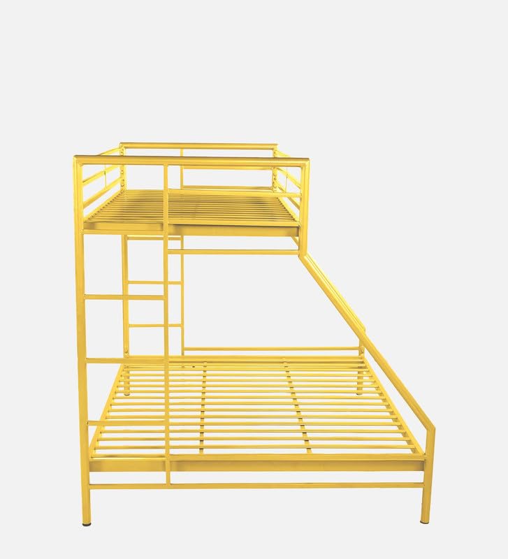 Image of Twin Over Twin Metal Bunk Bed | Bunk Bed Without Storage for Kids & Adult | Double Decker Cot for Kids Room | Space-Saving | Metal Bunker Cot (Mattress Not Included) (Yellow M)