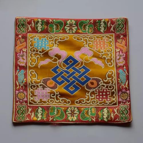 FENNYYAR Décoration artisanale tibétaine à la maison, jaune, 22 cm, offrant des tapis de Bouddha de style tibétain en forme de croix Vajra pilon