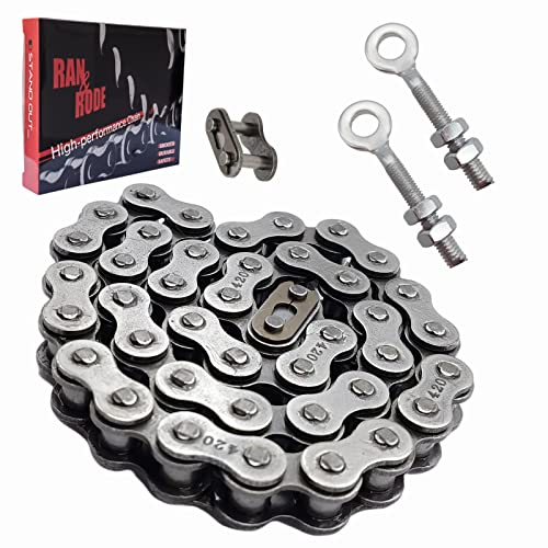 Image of Mini Bike Front Chain Fits Coleman CT200U CT200U-EX BT200X Mini Bike Chain MB200 MB165 Baja Warrior Heat Mini Baja Motorsports+Chain Adjuster(#420 Chain 42 Link)