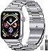Produktbild Mediatech Ersatzarmband Kompatibel mit Apple Watch Armband 44mm 42mm 40mm 38mm Edelstahl Metall, Wechselarmband mit Faltschließe kompatibel mit iWatch Series 6/5/4/3/2/1 SE (42mm/44mm, Silber)