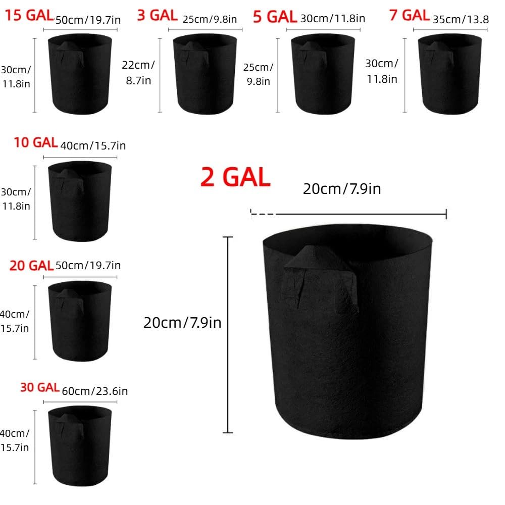 Bolsas de cultivo de tomates de tela no tejida con asas para verduras, patatas, tomates, cultivo de verduras (60 x 40 cm, negro)