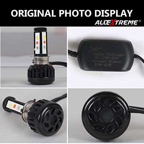 Image of AllExtreme EX9Y4A1 3 Side LED Headlight Bulb with Cooling Fan and Canbus Head lamp Conversion Kit for Bike Car SUV and Motorcycles (40W, White Blue and Red)
