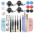 GANGZHIBAO 4 Pack Joycon Joystick Replacement, 3D Joystick Analog Left/Right Thumb Stick Parts Compatible for Switch JoyCon, Controller Repair Kit with Buckles, Thumb Grips Caps, Pry Tools
