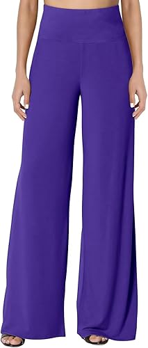 JZC Women's Palazzo Lounge Pants Stretchy Wide Leg Casual Pants Comfy High Waist Flowy Pants S-3XL