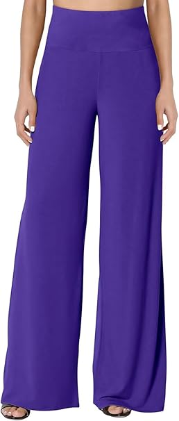 JZC Women's Palazzo Lounge Pants Stretchy Wide Leg Casual Pants Comfy High Waist Flowy Pants S-3XL