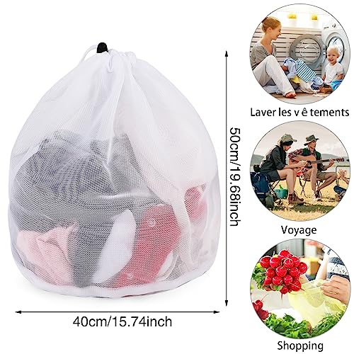 2 Stück Wäschesack,40 x 50 cm Mesh Wäschenetz für Waschmaschine Wäschebeutel für Waschmaschine Wäschesäcke mit Kordelzug für Babykleidung,Bluse,Unterwäsche,BH,Socken usw