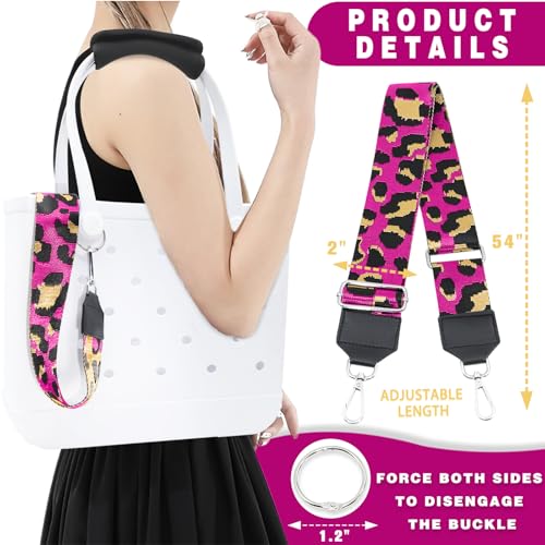 Image of Strap Wrap for Bogg Bag, Accessory for Bagg Bag, With Adjustable Shoulder Leopard Print Crossbody Strap, Black Handle Wrap Protector and Metal Buckle(Style 7)