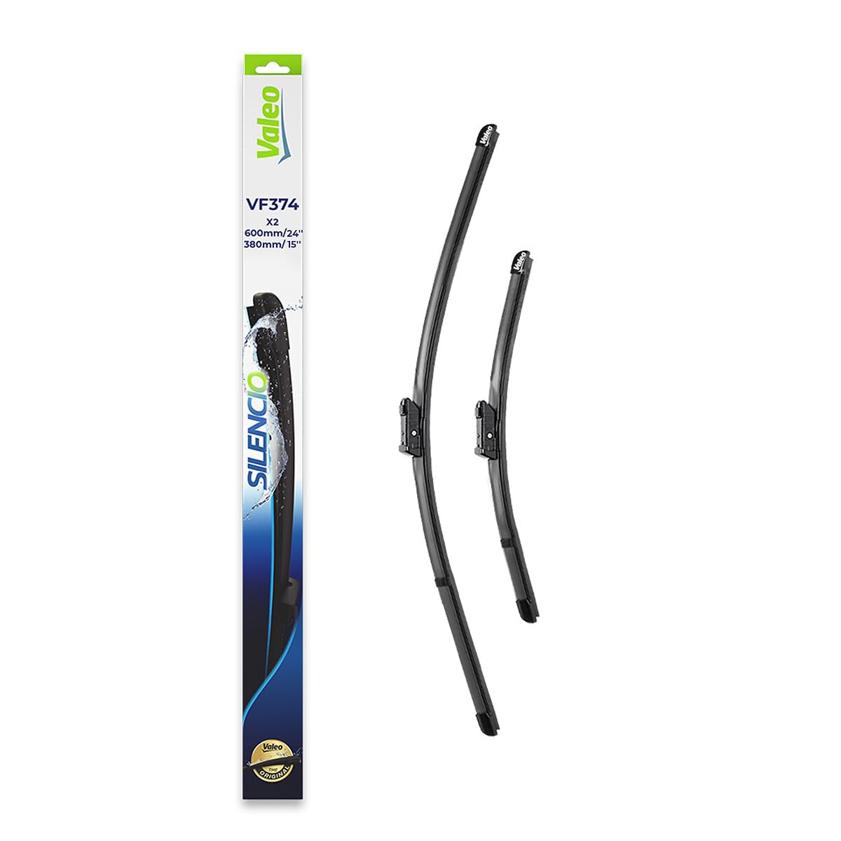 VALEO Silencio Wycieraczki - VF374 - Zestaw Wydajnych, Zapewniajacych Doskonala Widocznosc na Drodze, latwych w Montazu Oryginalnych Plaskich Wycieraczek 600mm/380mm - Przód - Zestaw 2 szt. - 574474