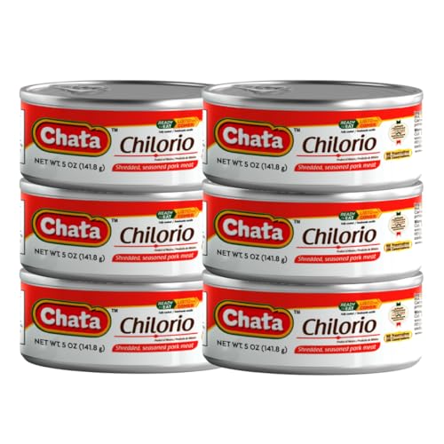 Chata Mexican Pork Chilorio, Seasoned Shredded Pork, 5 oz Can (Pack of 6)