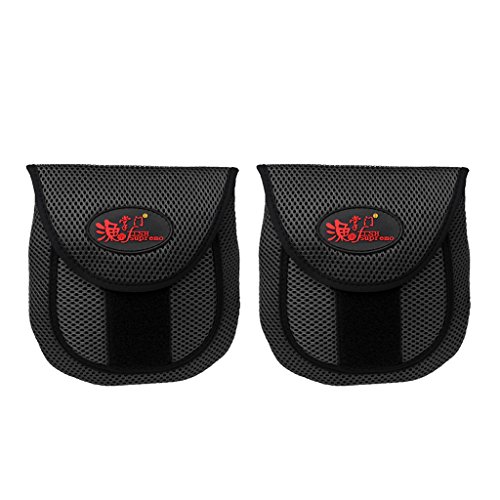 Gazechimp 2pcs Fundas de Carrete Bolso Negro Protección Bobina Intercambiable Pesca Pescador Regalo