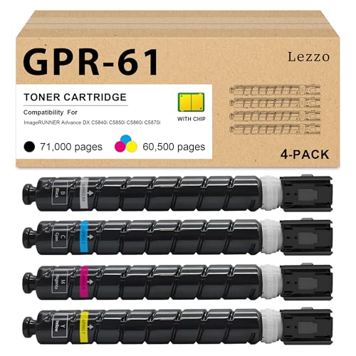 GPR61 GPR-61 - Cartucho de tóner de repuesto para impresora Canon GPR-61 GPR61 para impresora ImageRUNNER Advance DX C5840i C5850i C5860i C5870i (negro, cian, magenta y amarillo)