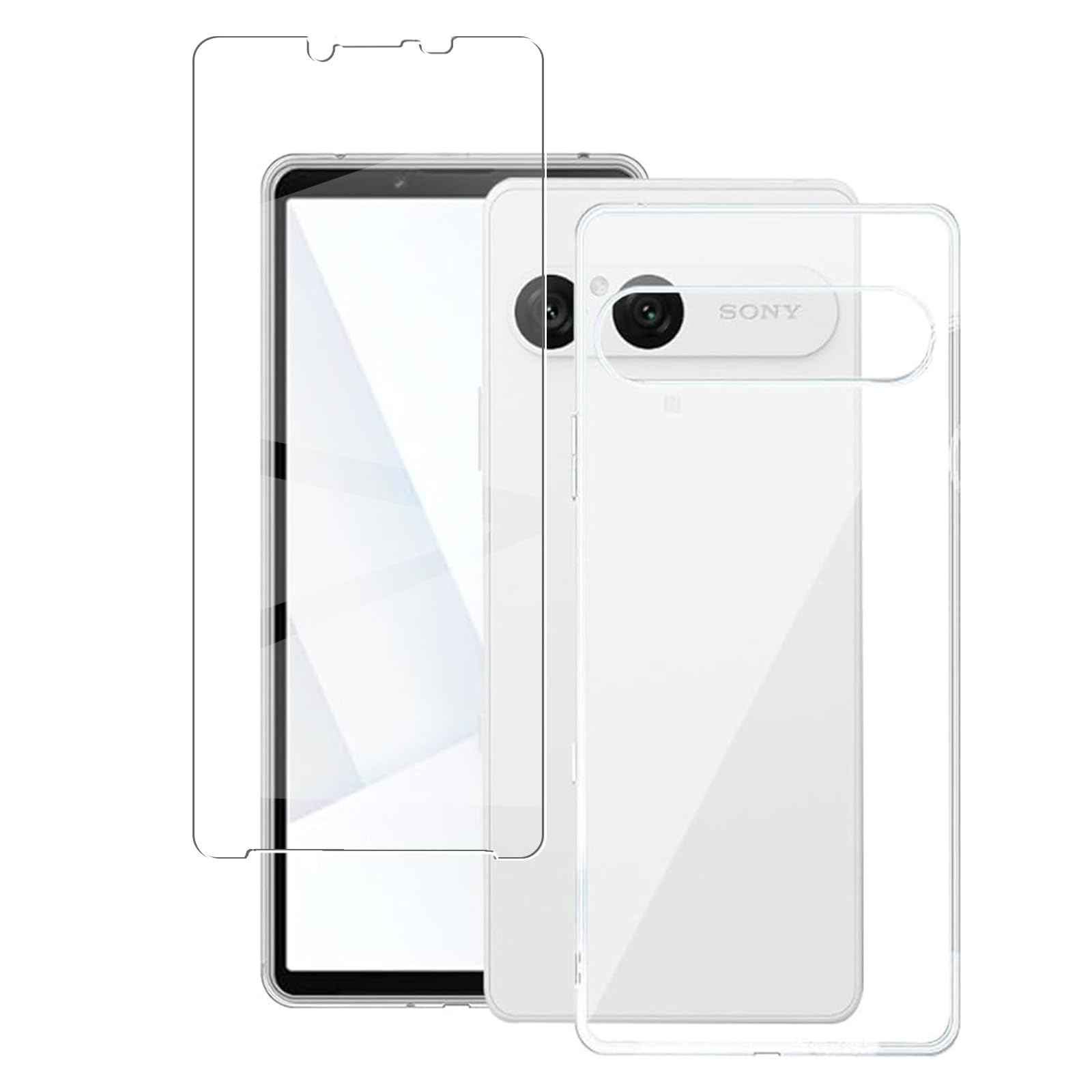対応 Xperia 10 VII ケース+ ガラスフィルム 【日本製-硬度9H】Xperia 10 VII SO-52F/SOG16/A502SO/XQ-FE44 保護フィルム 耐指紋 撥油性 反射低減 飛散防止処理 エクスペリア10 vii 柔軟 TPU カバー 全透明 散熱加工 黄変しにくい
