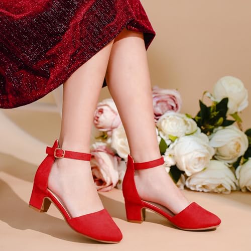 Image of LAURMOSA Girls Dress Shoes Closed Toe Pumps High Heels for Little Big Kid