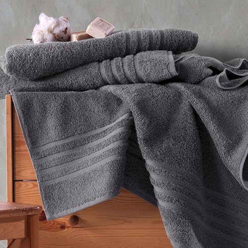 Image of Hawmam Linen Jumbo Large Bath Sheets Towels 2 Pack Soft and Absorbent, Premium Quality 100% Cotton Towels (Cool Grey, Bath Sheet)