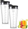 24oz Replacement Cups with Flip Top to-go Lid for Ninja Blender - 2pack Blender Replacement Parts Compatible with Ninja Blender NC300UK BN750UK BN800UK BN495UK CB350UK CB150UK CB100UK, Hushtong