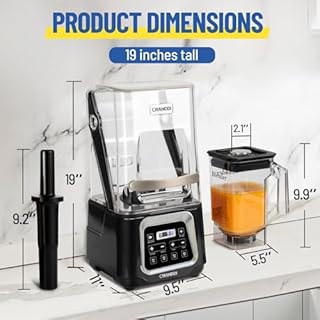 CRANDDI Commercial Smart Smoothie Blender - 2200W High-Power Professional Blender for Smoothies & More, 4 Pre-Set Programs, Quiet Blender with Removable Shield, 52oz Jar, 120V, K80TS