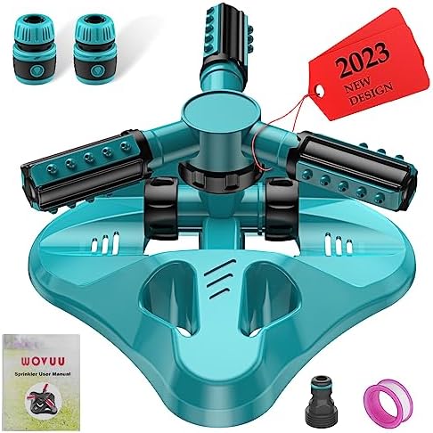 WOVUU Lawn Sprinkler,Upgrade Garden Sprinkler Automatic 360 Degree Rotating Irrigation Grass Water Sprinkler System, Garden Hose Sprinkler for Yard/Built in 36 Units Angle Spray Nozzles-1Pack(Blue)