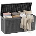 GYMHILL 70 Gallon Waterproof Outdoor Storage Box,Deck Boxs for Outdoor and Indoor Use,Deck Storage Box for Picnic Supplies,Gardening Tools,Lockable and Easy to Install(Black)