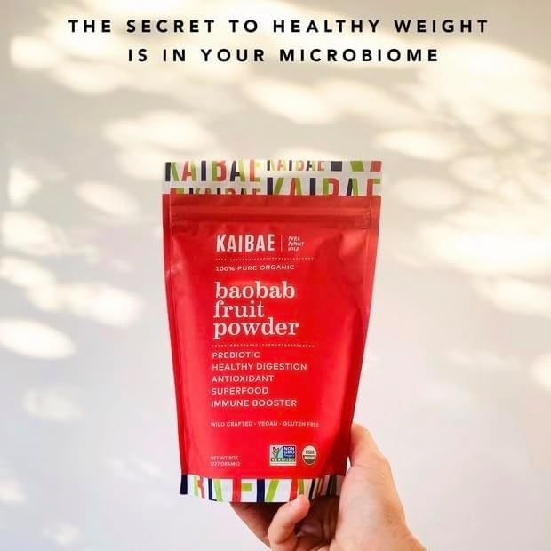 Miniatura 8 de KAIBAE Baobab en polvo orgánico prémium  Superalimento de fibra prebiótica para la salud intestinal y metabólica  Vitamina C + polifenoles  Sin
