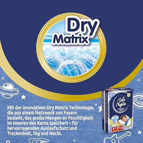 Babylino Safe Nights Boy, Höschen für die Nacht, für Kinder von 4-7 Jahren (17-30 kg), 14 Stück